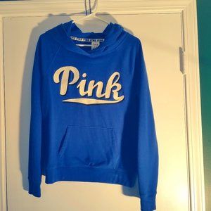 PINK Blue Hoodie Sweatshirt, Medium